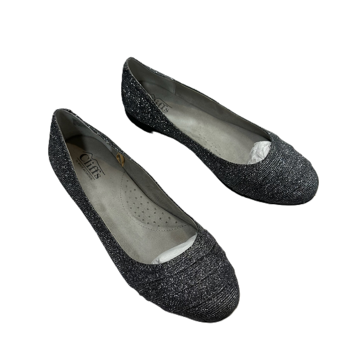 Shoes Flats By Cliffs In Silver, Size: 9.5