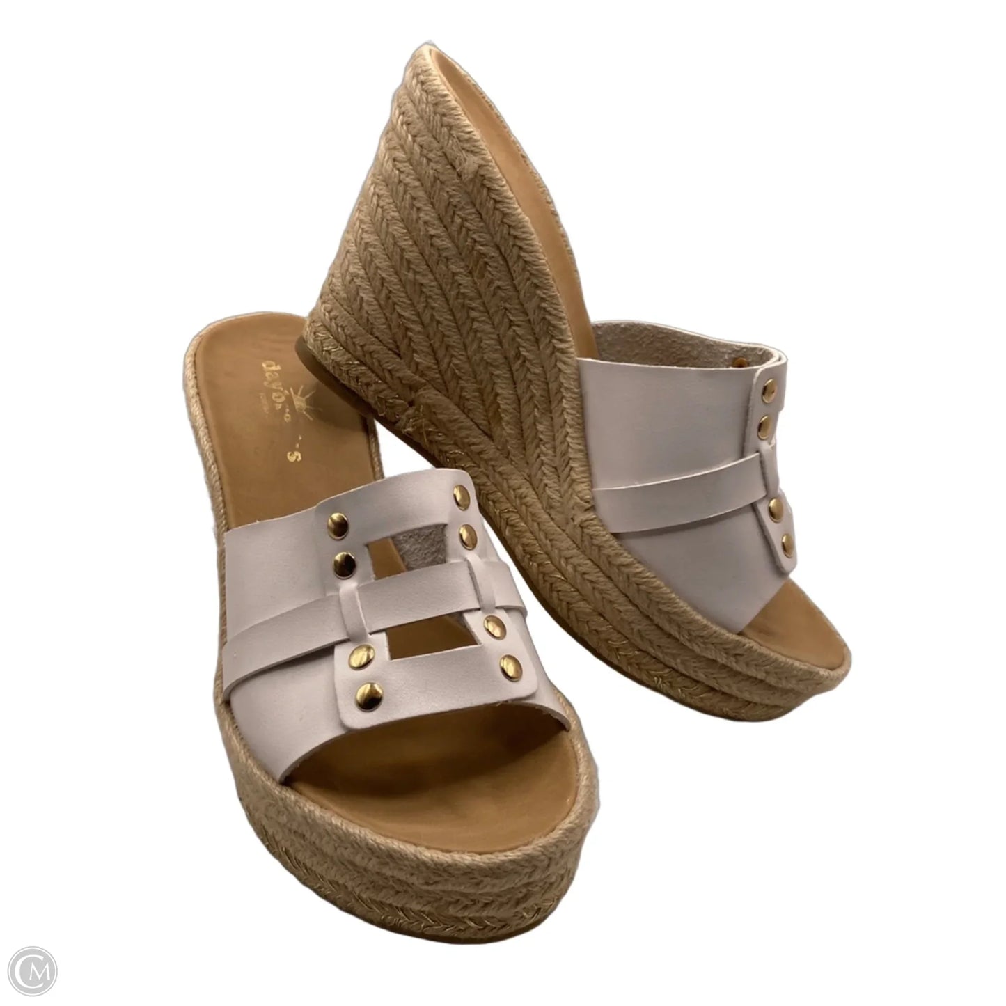 Sandals Heels Wedge By Clothes Mentor In White, Size: 10