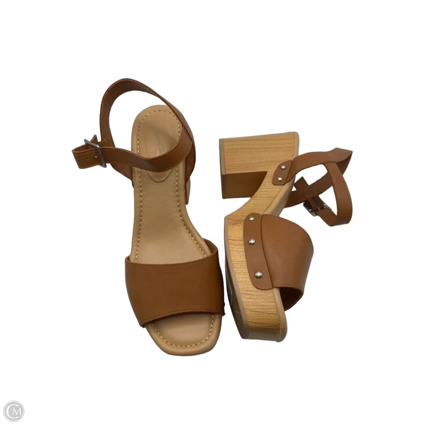Sandals Heels Block By Universal Thread In Tan, Size: 10