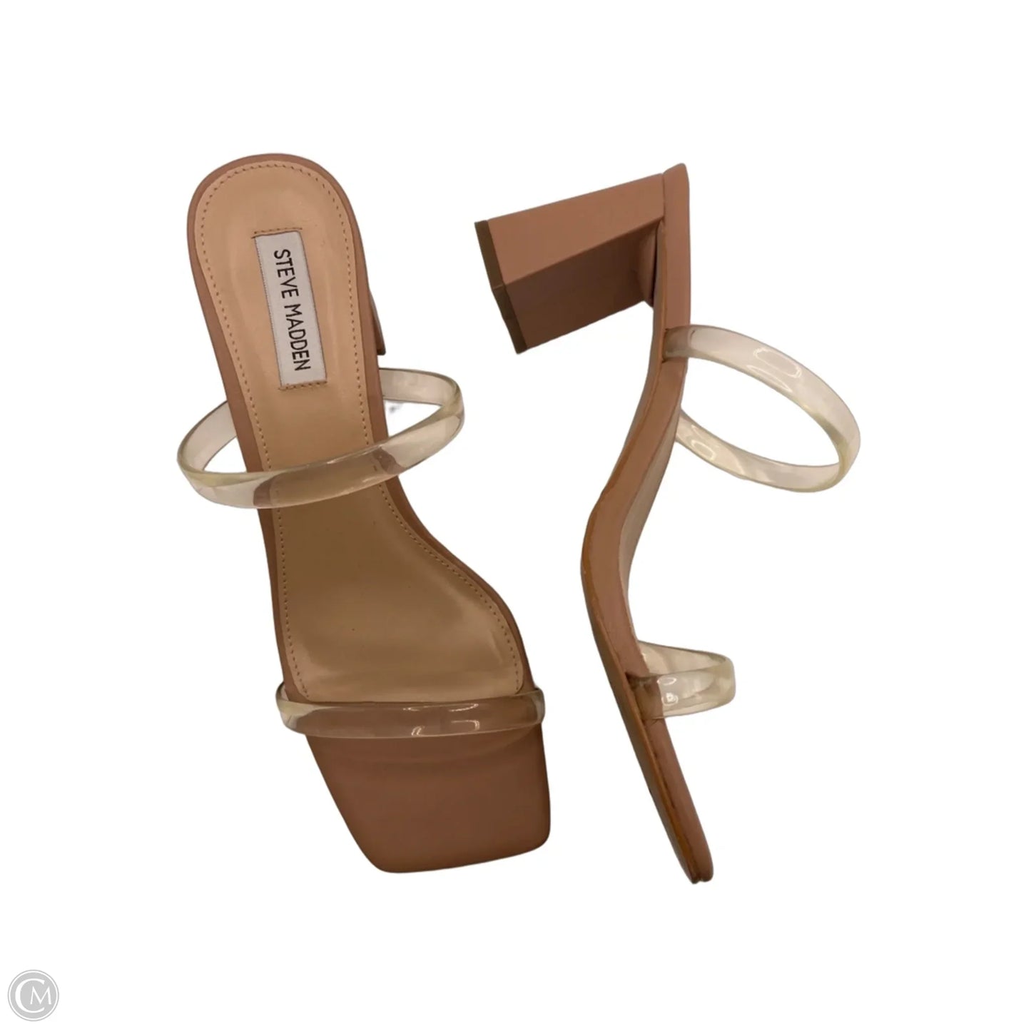 Sandals Heels Block By Steve Madden In Cream & Pink, Size: 10