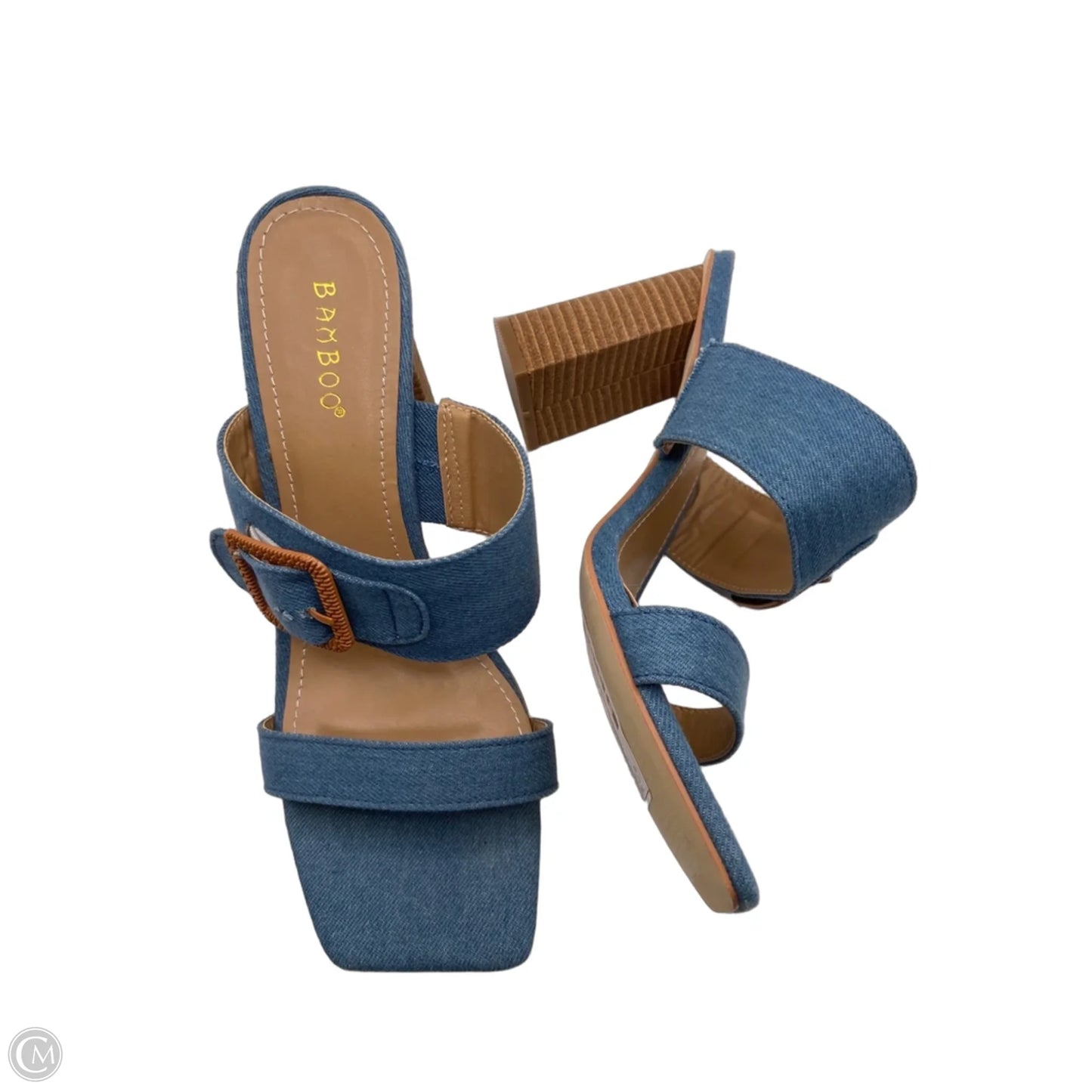 Sandals Heels Block By Bamboo In Blue, Size: 9