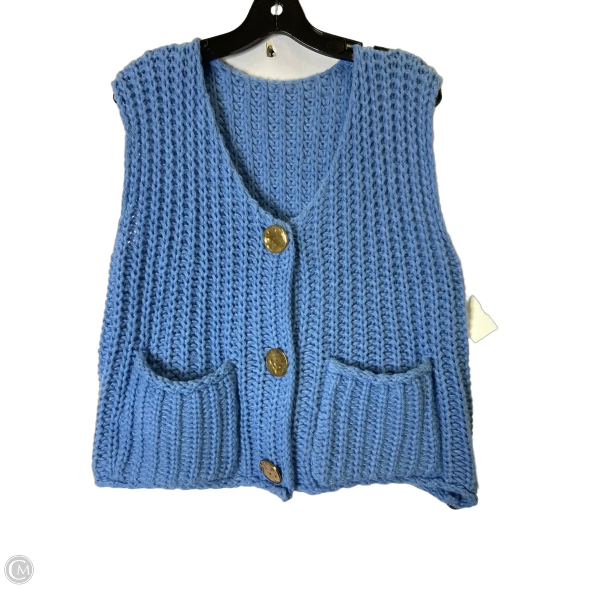 Vest Sweater By Clothes Mentor In Blue, Size: M