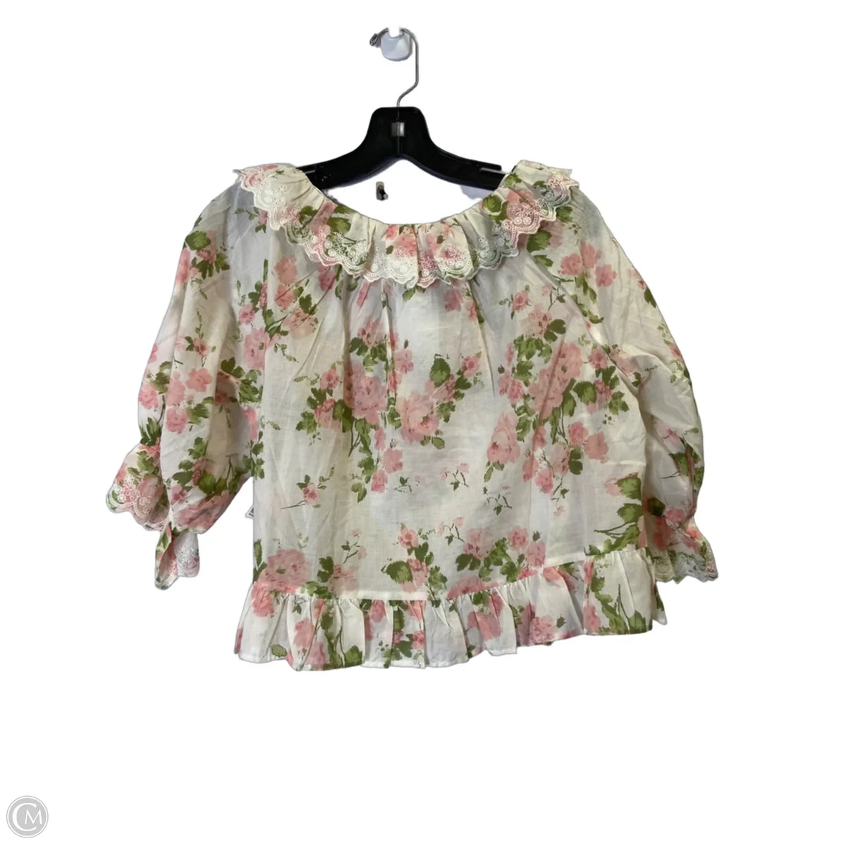 Top Long Sleeve By H&m In Pink & White, Size: M