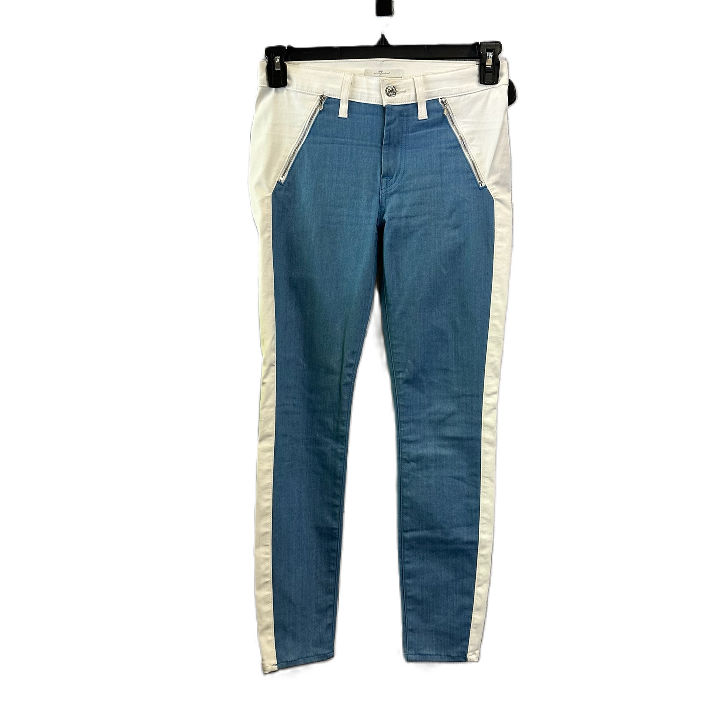 Jeans Straight By 7 For All Mankind In Blue & Cream, Size: 4