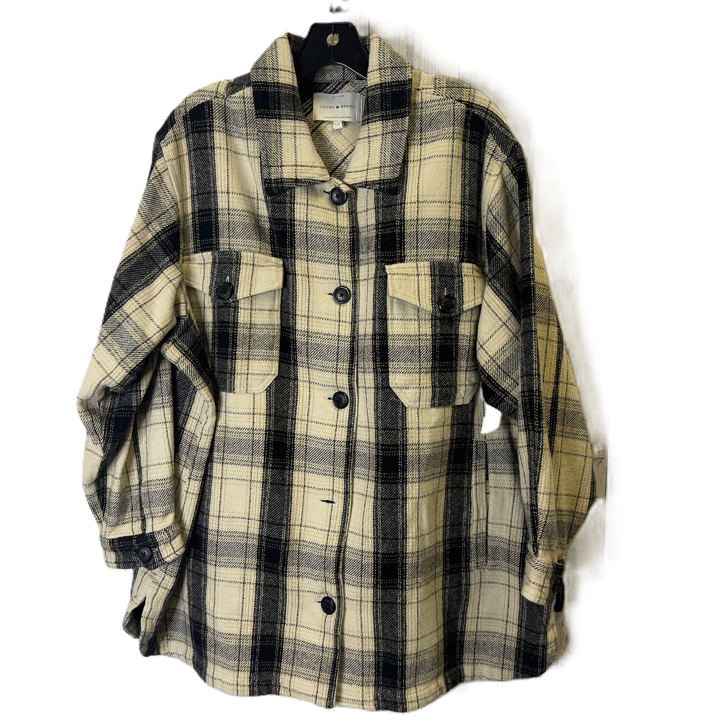 Jacket Shirt By Lucky Brand In Black & Cream, Size: Xl