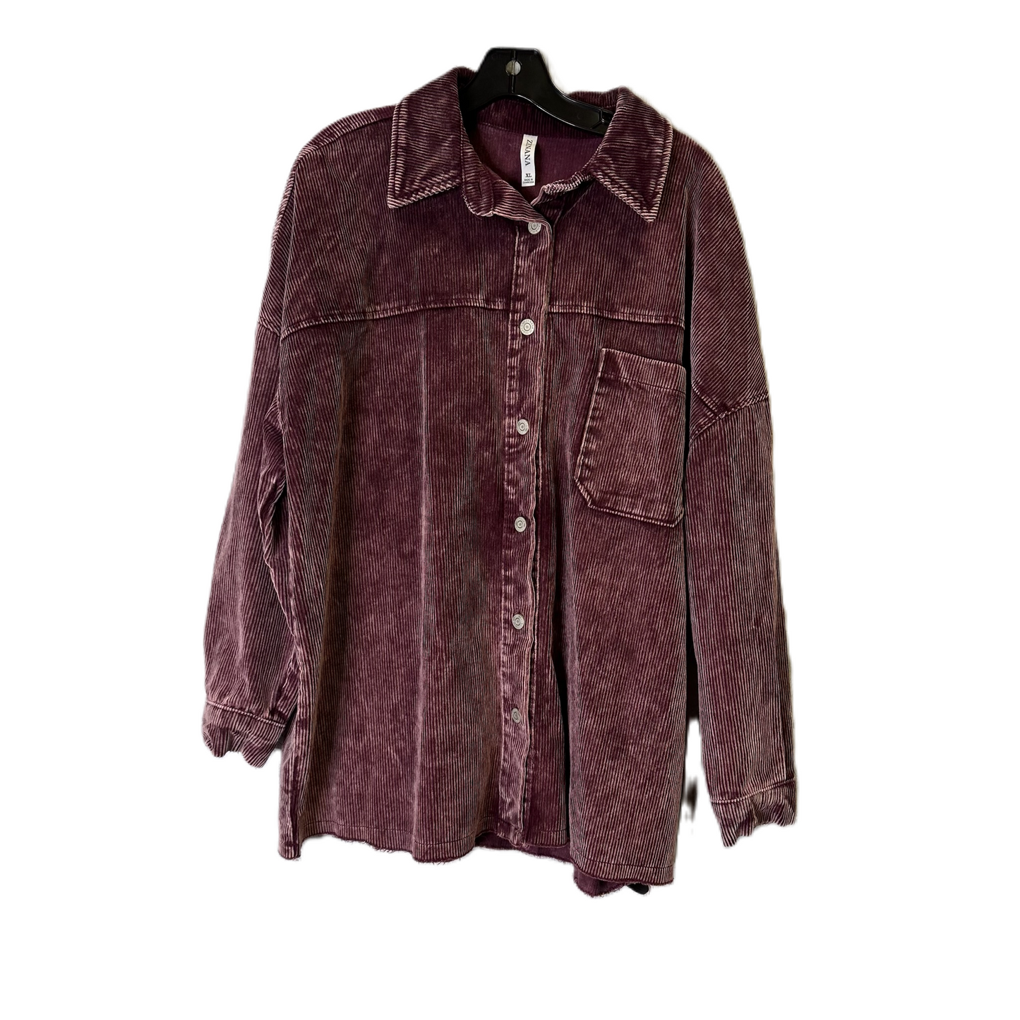 Jacket Shirt By Zenana Outfitters In Purple, Size: Xl