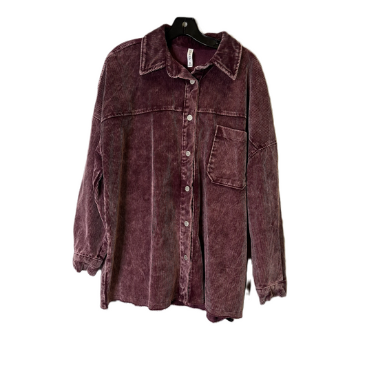 Jacket Shirt By Zenana Outfitters In Purple, Size: Xl