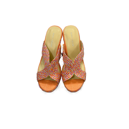 Orange Sandals Heels Wedge By Marc Fisher, Size: 8