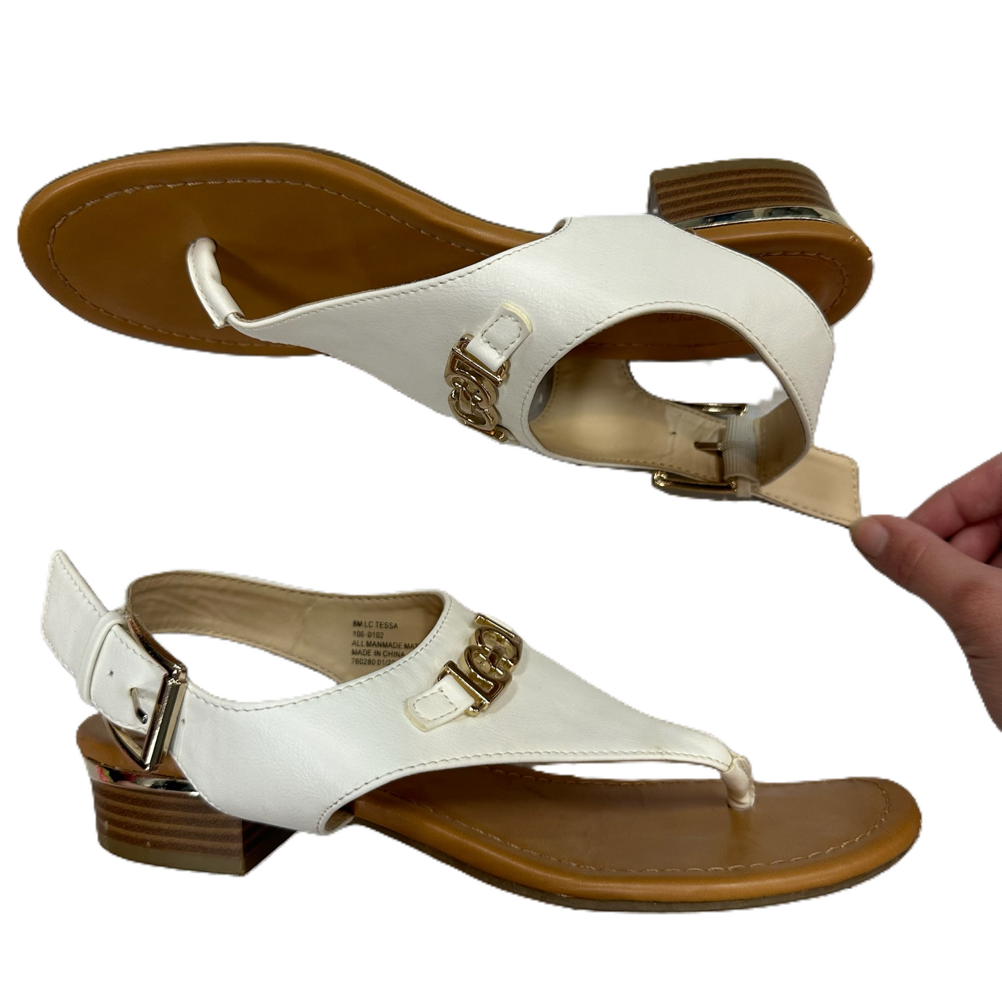 White Sandals Flats By Liz Claiborne, Size: 8