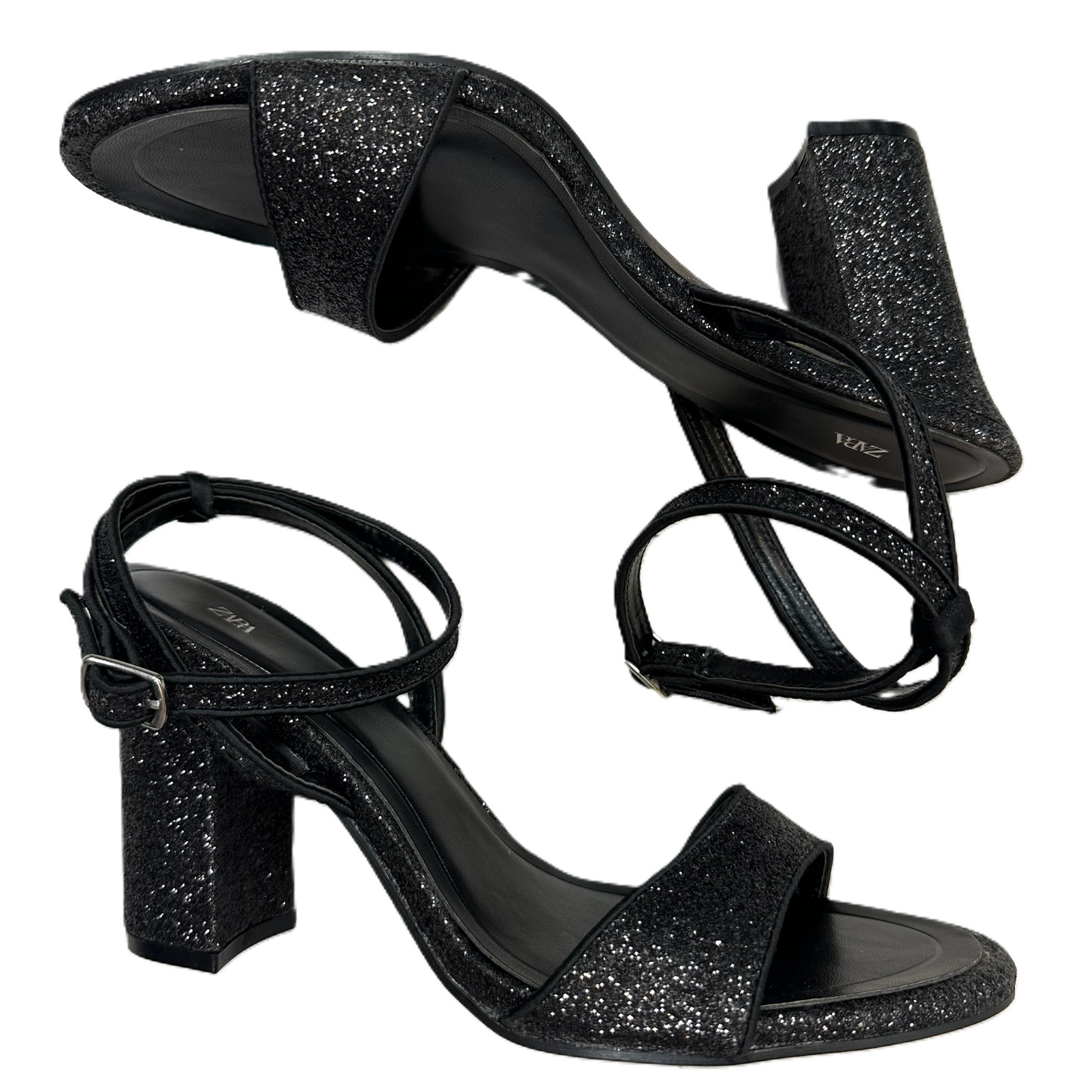 Black Sandals Heels Block By Zara, Size: 11