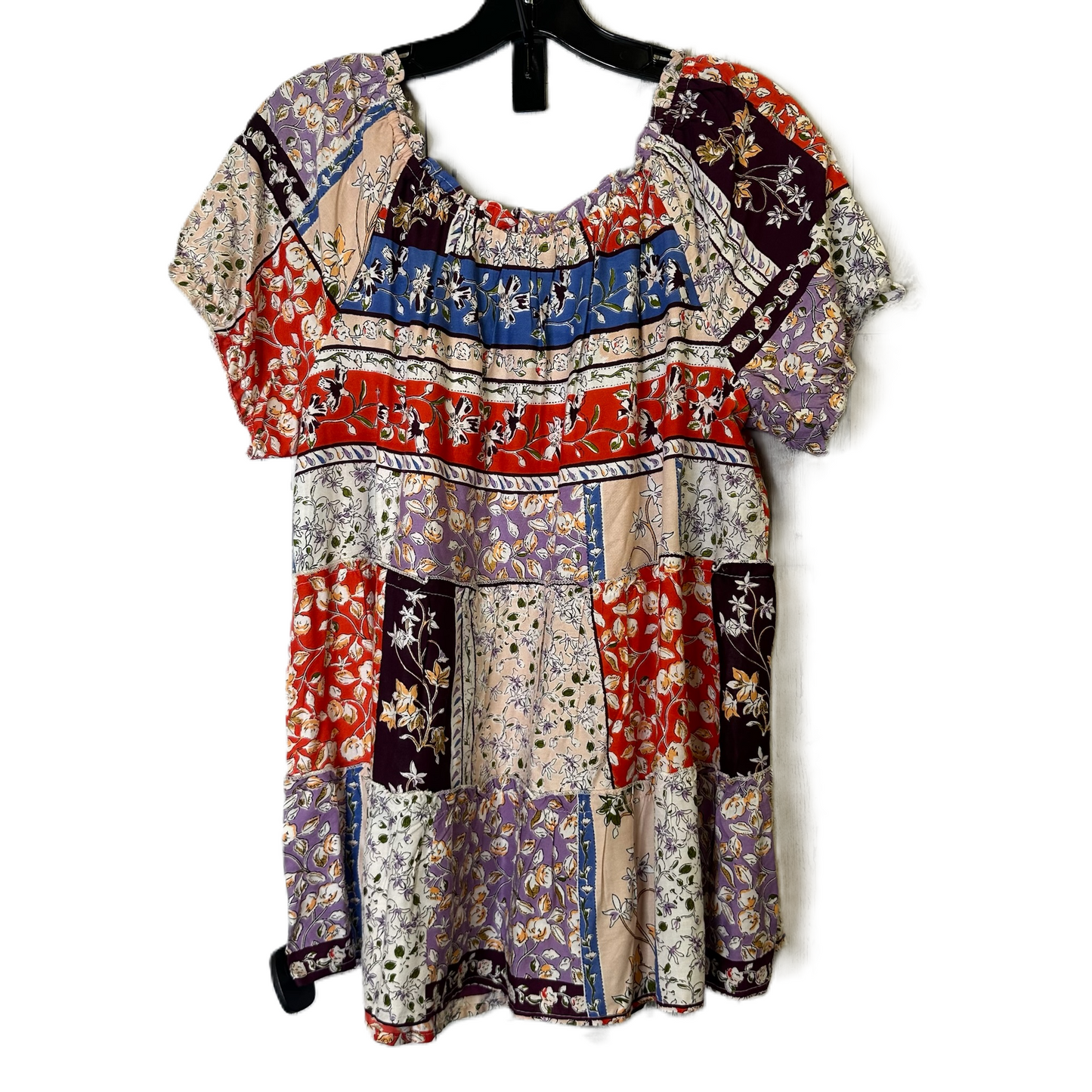 Floral Print Top Short Sleeve By Cato, Size: L