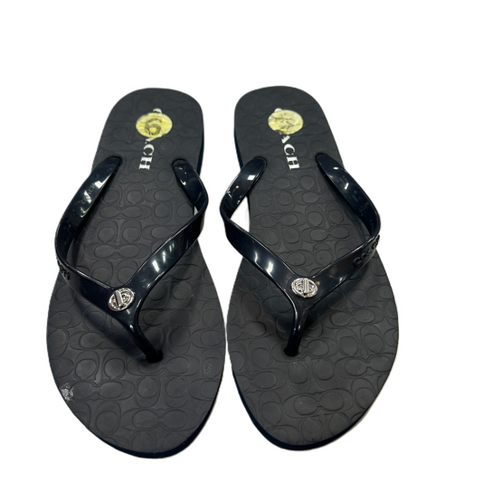 Black Sandals Flip Flops By Coach, Size: 6