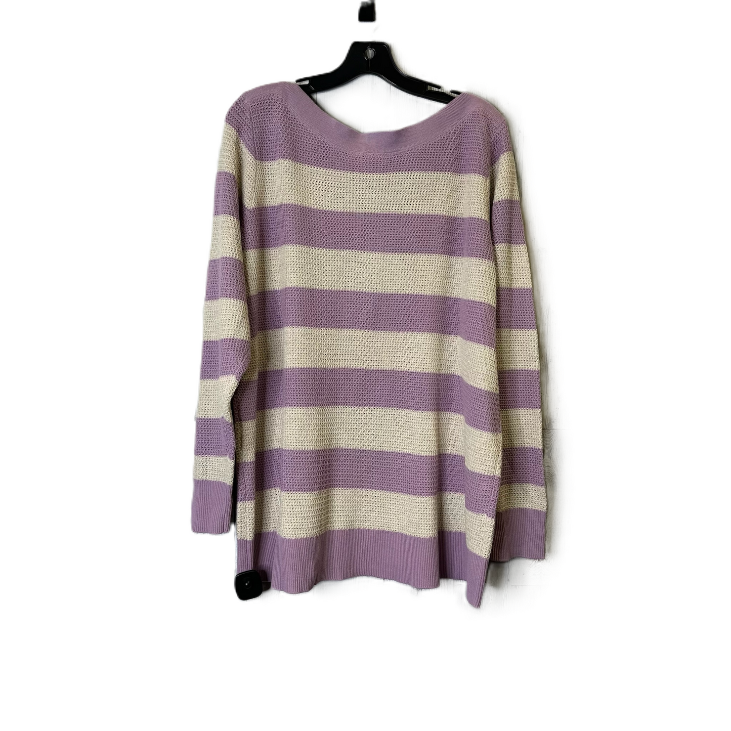 Sweater By Market & Spruce In Cream & Purple, Size: 2x