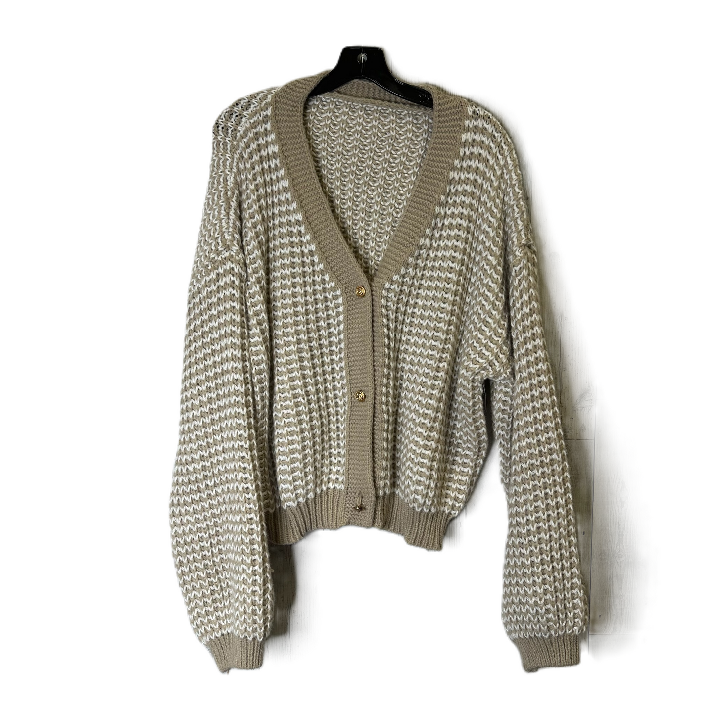 Sweater Cardigan By Shein In Beige, Size: Xl