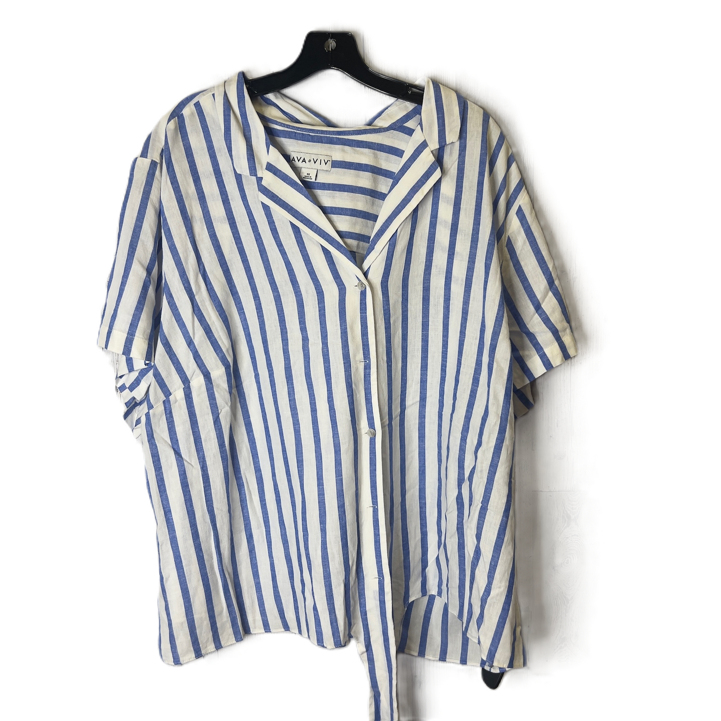Blue & White Top Short Sleeve By Ava & Viv, Size: 4x