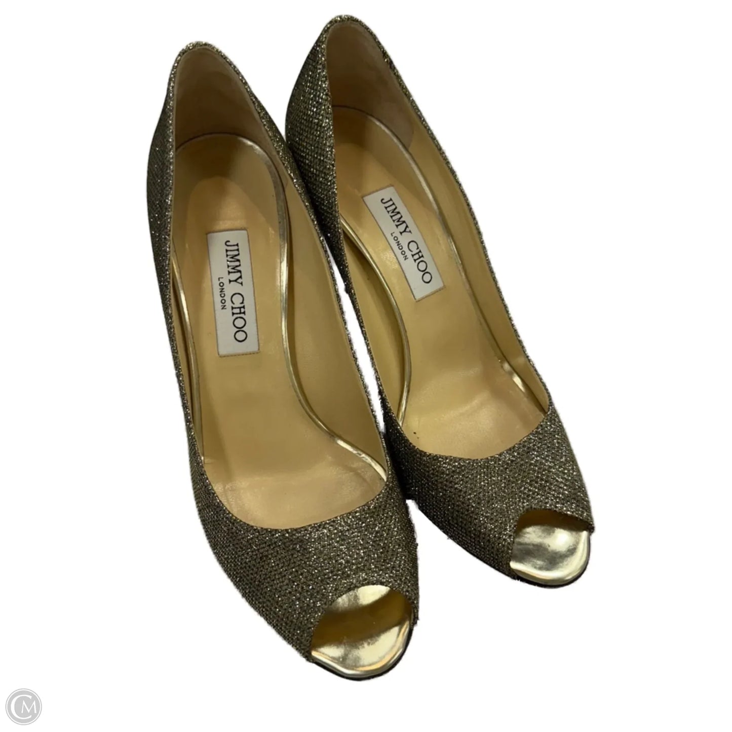 Shoes Luxury Designer By Jimmy Choo In Gold, Size: 10
