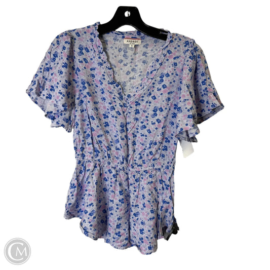 Top Short Sleeve By Andree By Unit In Purple, Size: S