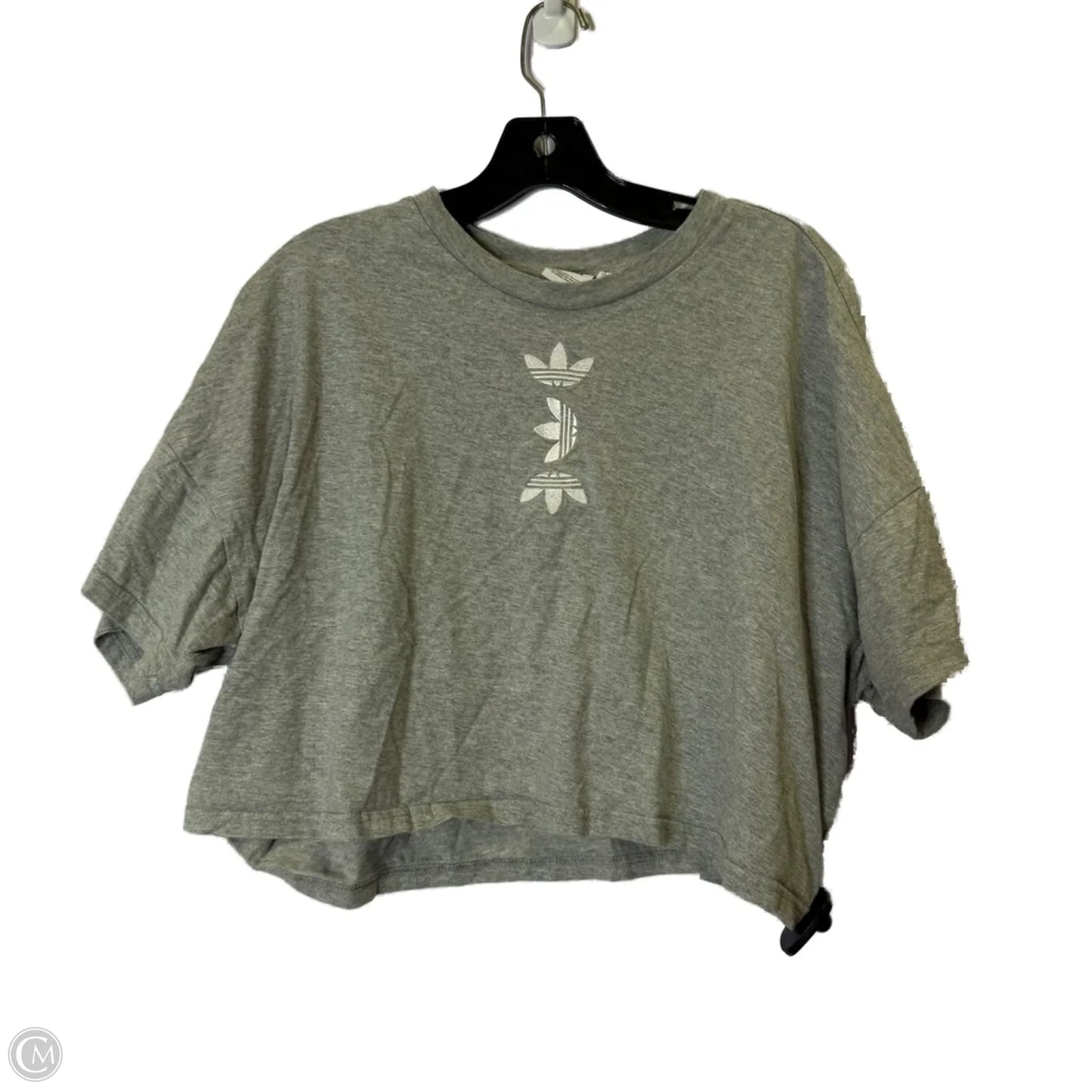 Athletic Top Short Sleeve By Adidas In Grey, Size: L