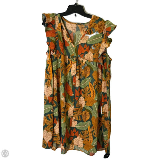 Dress Casual Short By Shein In Green & Orange, Size: Xl