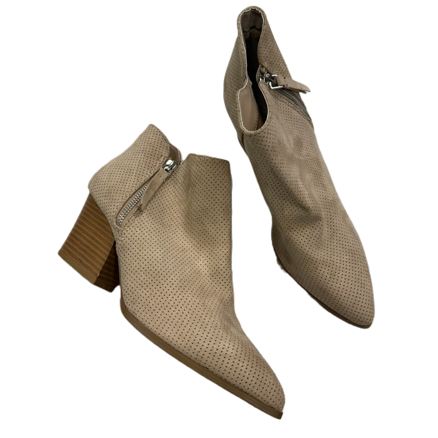 Boots Ankle Heels By Qupid In Beige, Size: 7.5