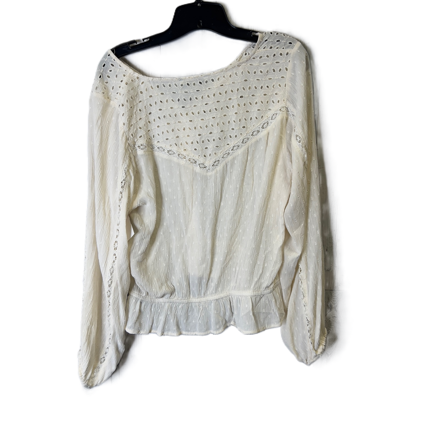 Top Long Sleeve By American Eagle In Cream, Size: L