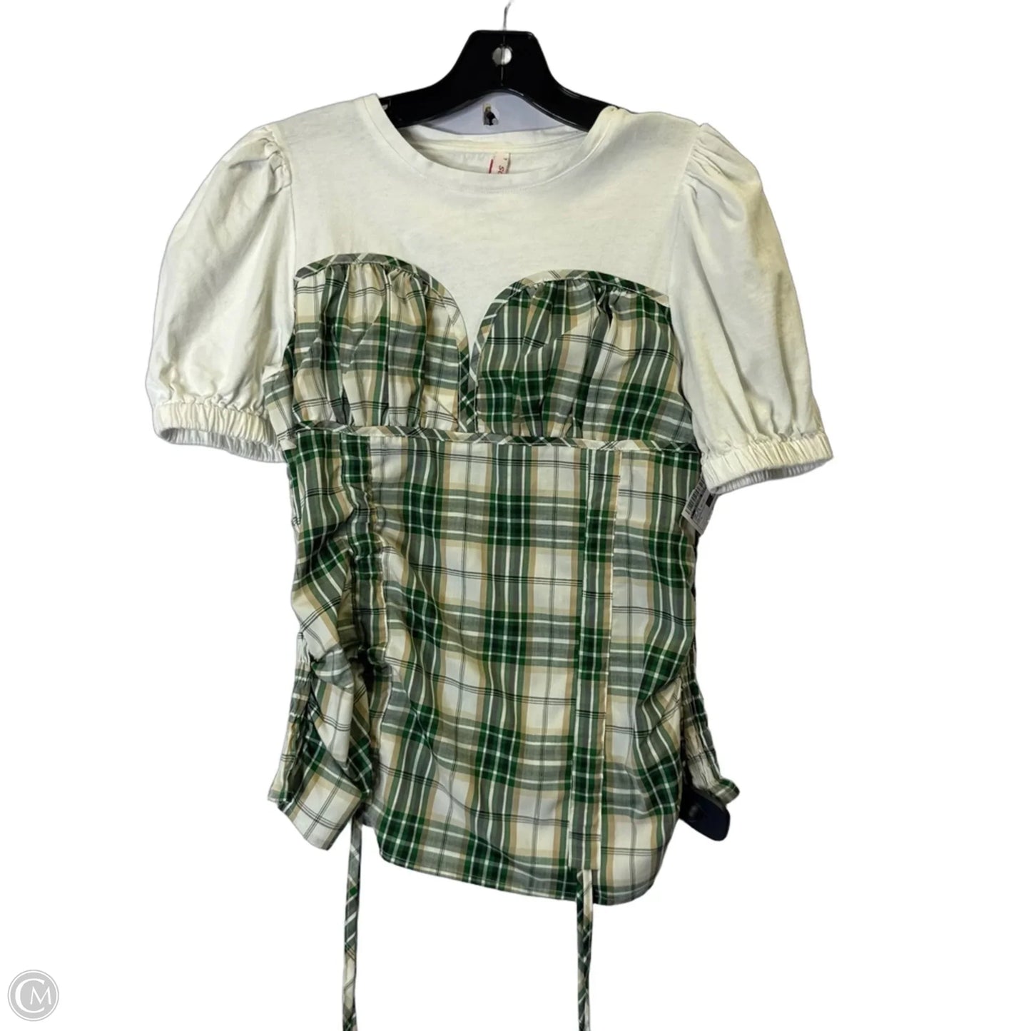 Top Short Sleeve By Clothes Mentor In Green & White, Size: L