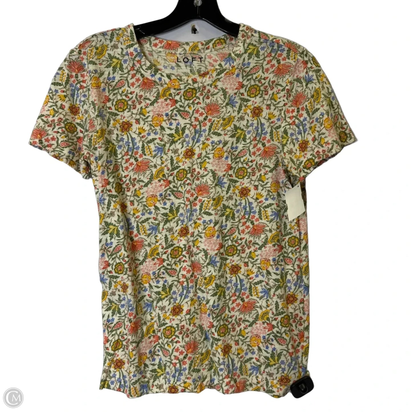Top Short Sleeve Basic By Loft In Floral Print, Size: S