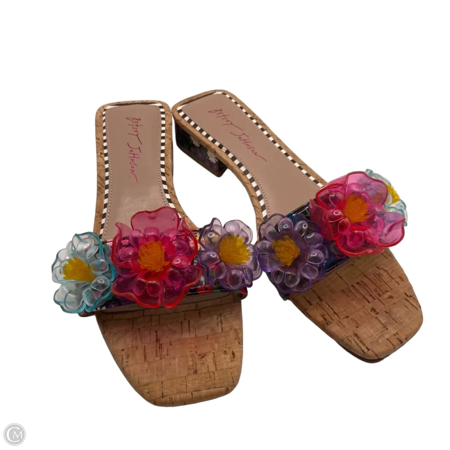 Sandals Heels Block By Betsey Johnson In Floral Print, Size: 8.5