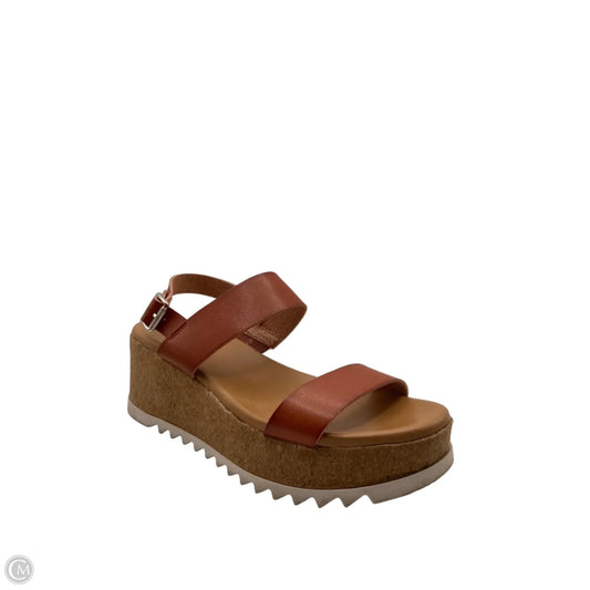 Sandals Heels Wedge By Time And Tru In Brown, Size: 7