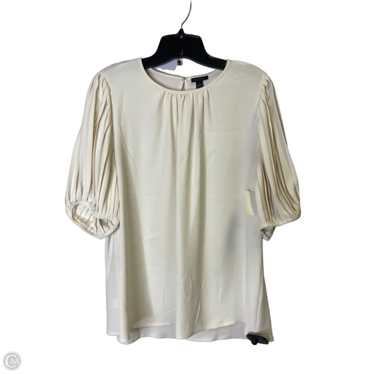 Blouse Short Sleeve By Ann Taylor In Cream, Size: L