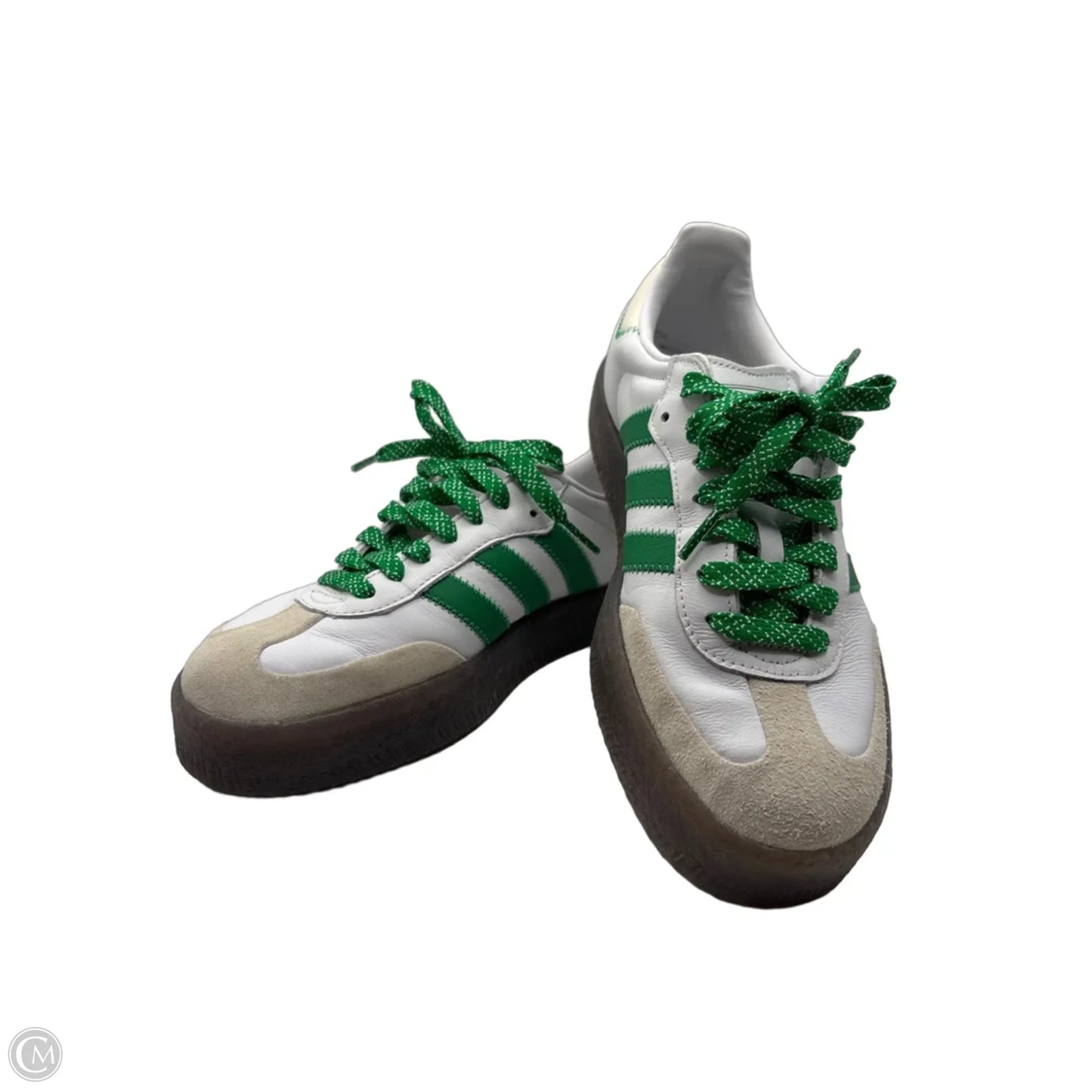 Shoes Sneakers By Adidas In Green & White, Size: 8