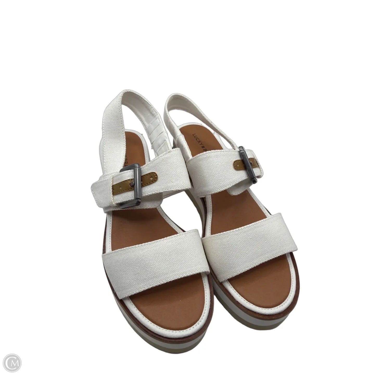 Sandals Heels Platform By Lucky Brand In White, Size: 8