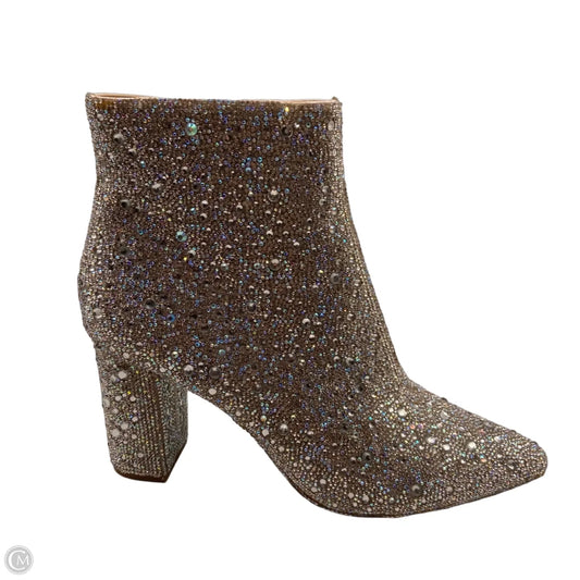 Boots Ankle Heels By Betsey Johnson In Silver, Size: 9.5