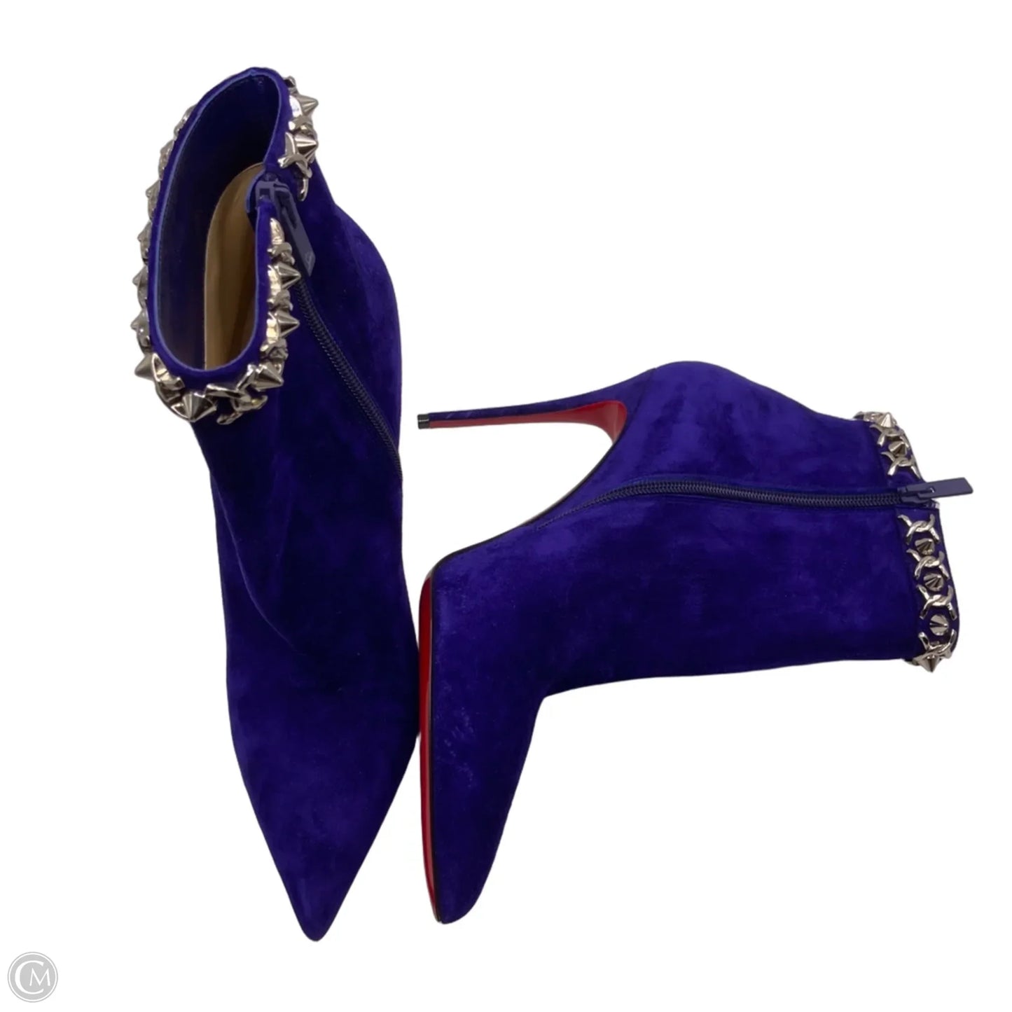 Boots Luxury Designer By Christian Louboutin In Blue, Size: 10