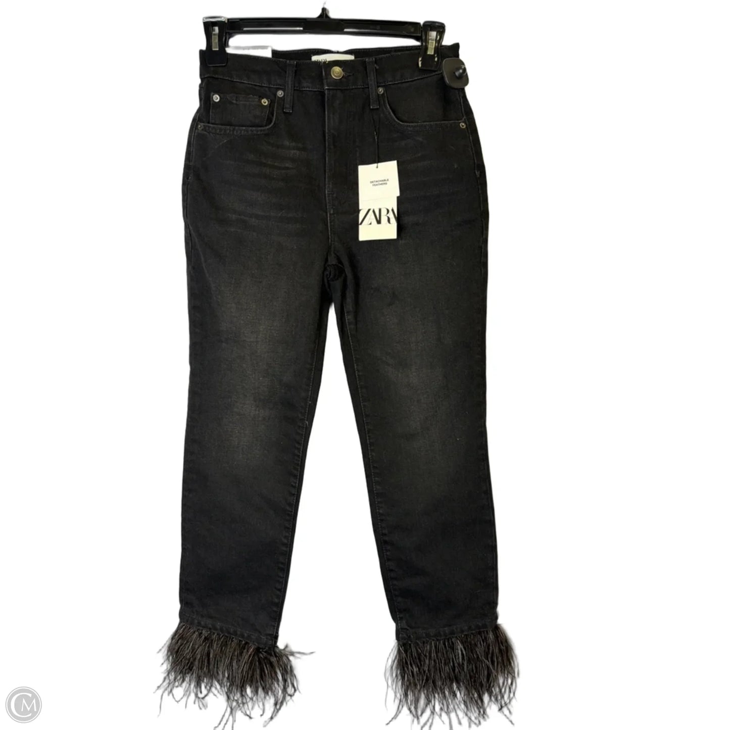 Jeans Straight By Zara In Black Denim, Size: 6