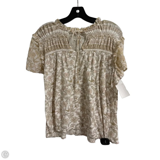 Top Short Sleeve By Lucky Brand In Cream, Size: L
