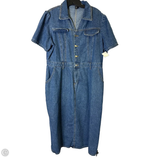 Dress Casual Midi By Dazy In Blue Denim, Size: 1x