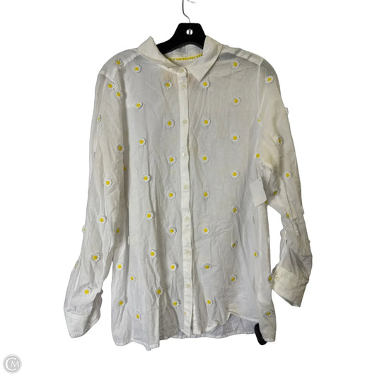 Top Long Sleeve By Maeve In White, Size: L
