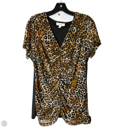 Top Short Sleeve By Nine West In Animal Print, Size: L