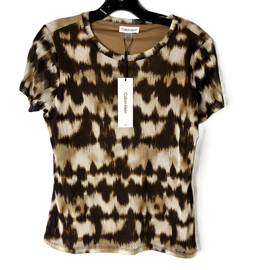 Top Short Sleeve By Calvin Klein In Brown, Size: S