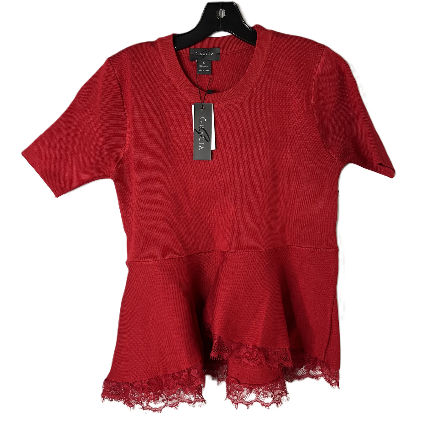 Top Short Sleeve By Gracia In Red, Size: L