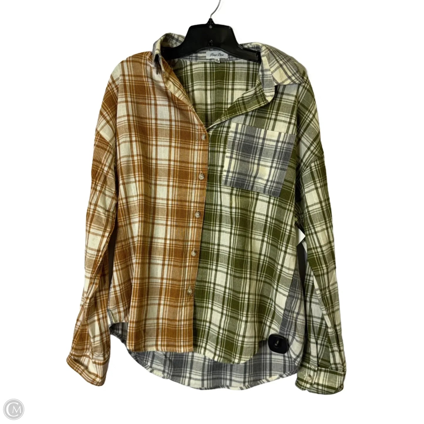 Top Long Sleeve By Clothes Mentor In Plaid Pattern, Size: M