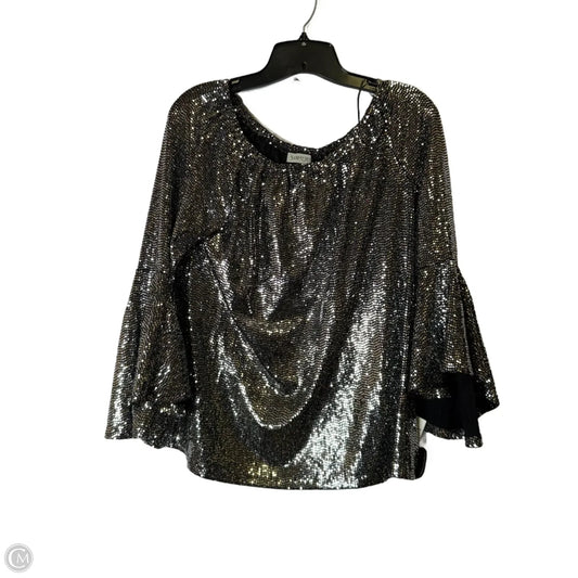 Top Long Sleeve By Clothes Mentor In Silver, Size: M