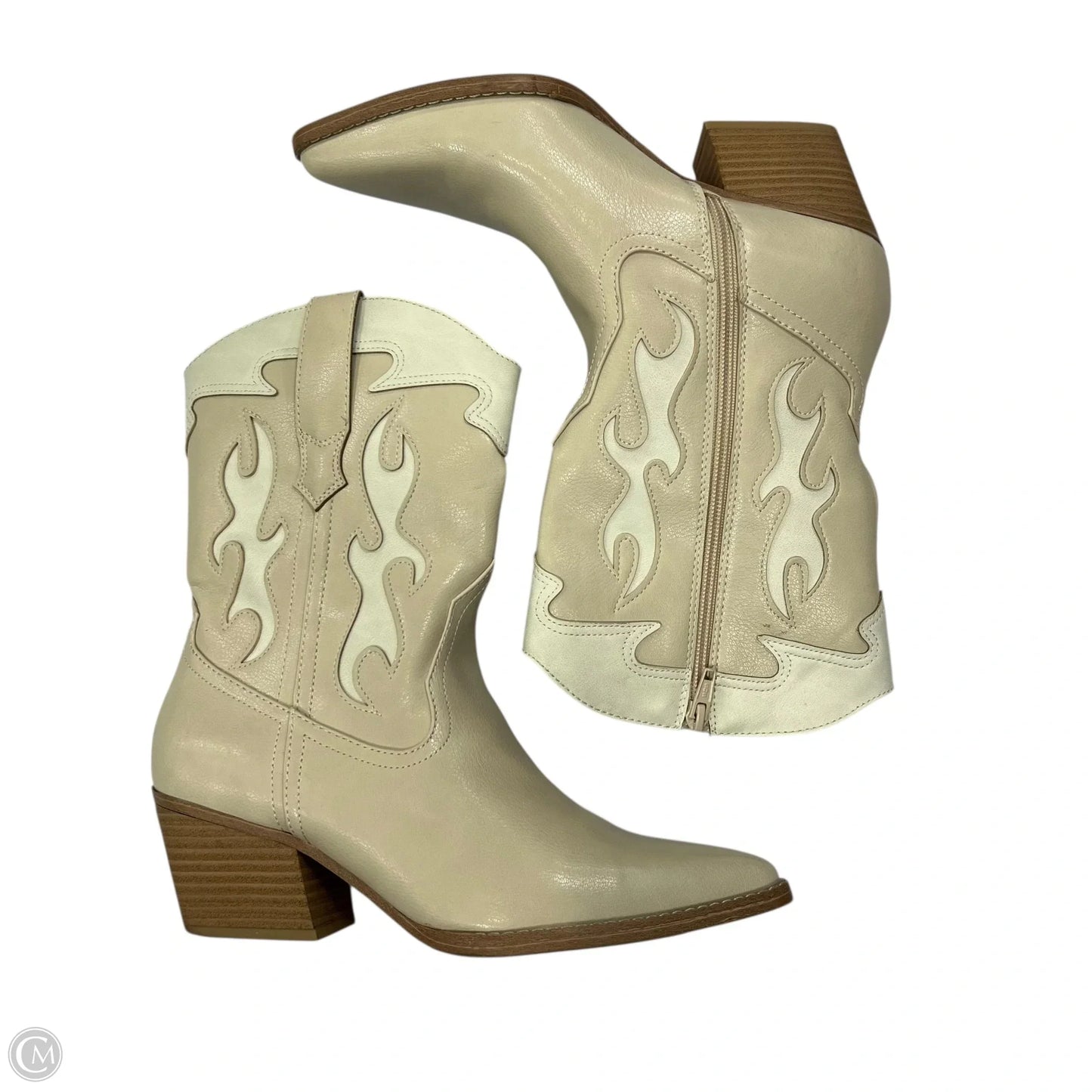 Boots Mid-calf Heels By Universal Thread In Cream, Size: 8.5