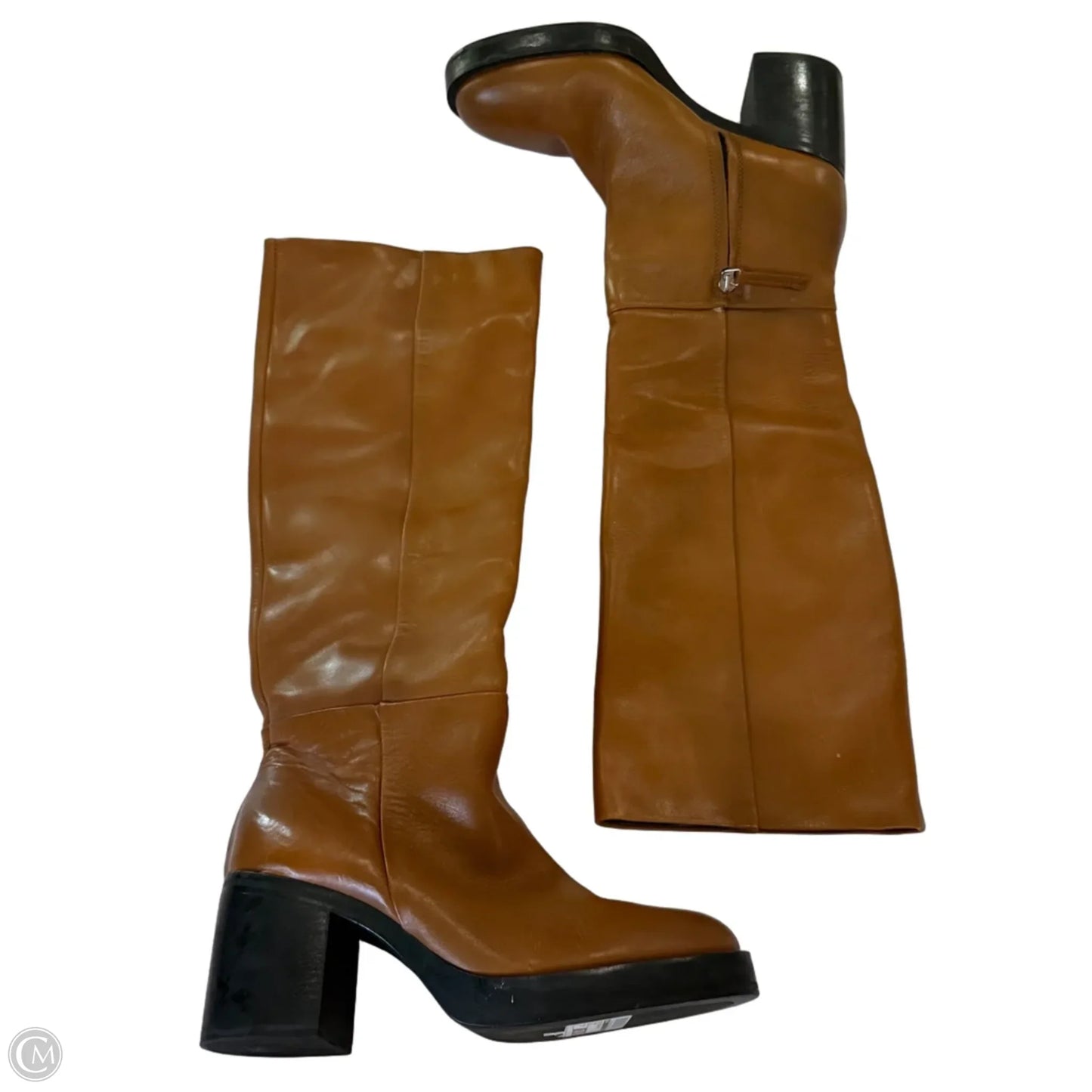 Boots Knee Heels By Zara In Brown, Size: 10