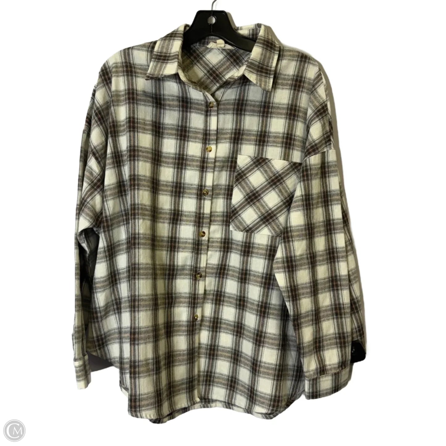 Top Long Sleeve Basic By Clothes Mentor In Plaid Pattern, Size: M