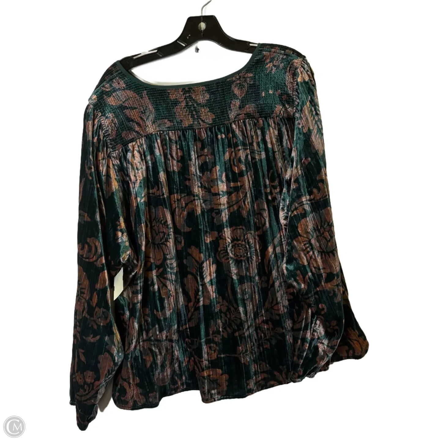 Top Long Sleeve By Anthropologie In Teal, Size: 2x