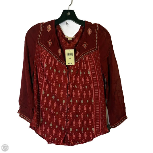 Top Long Sleeve By Lucky Brand In Red, Size: Xs