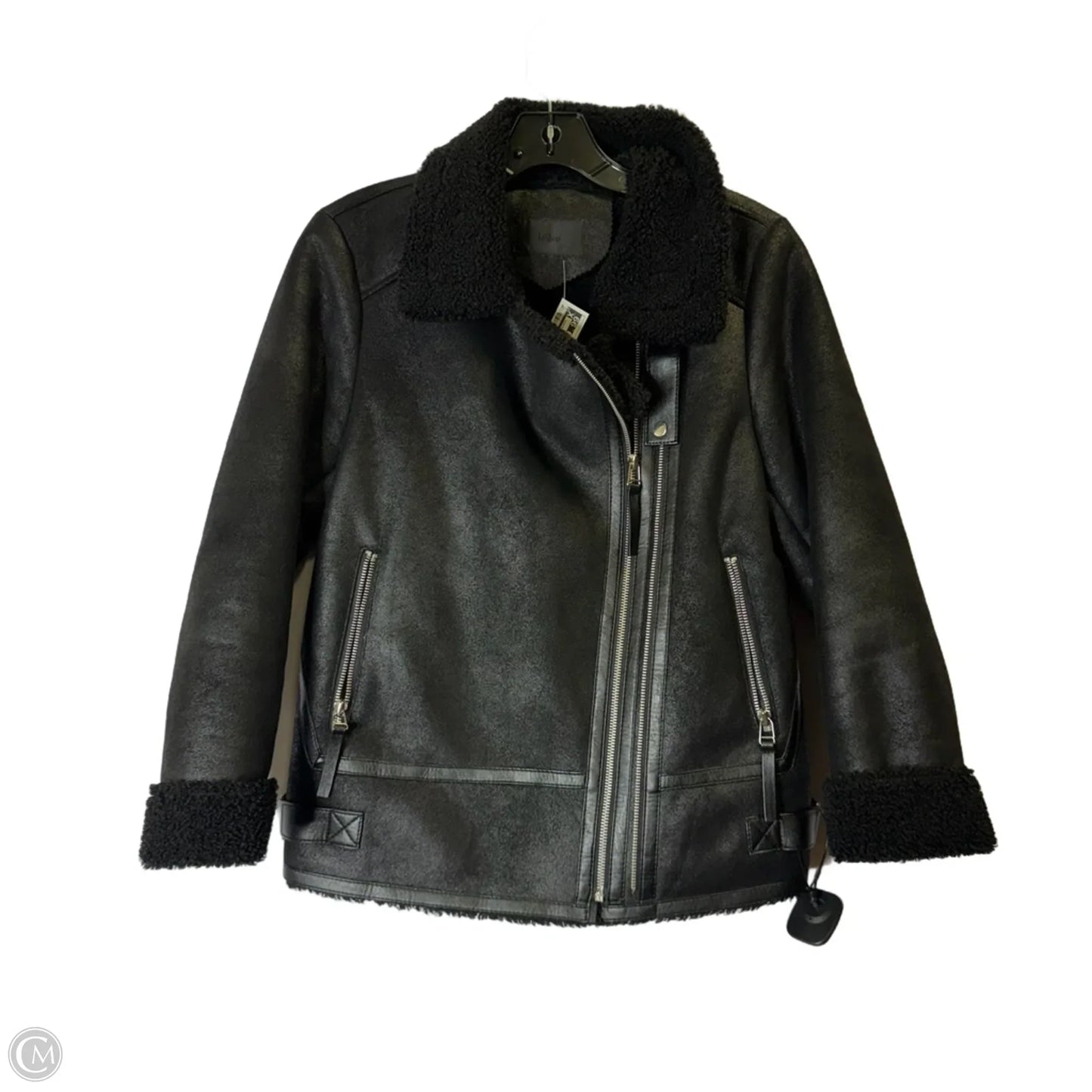 Jacket Faux Fur & Sherpa By Clothes Mentor In Black, Size: S