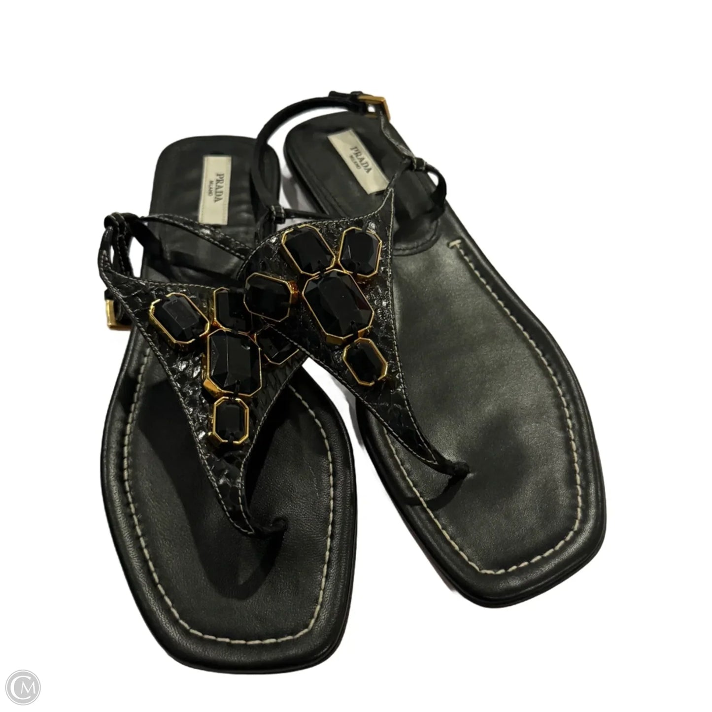 Sandals Luxury Designer By Prada In Black, Size: 8.5